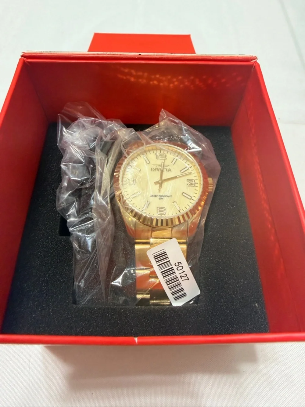 Invicta Men’s Gold-Tone Stainless Steel Watch with Mother of Pearl dial